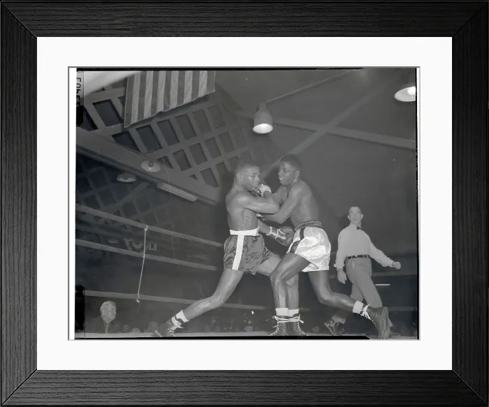 Framed Print : Boxers Teddy Davis and Percy Bassett in Action Framed Print : Boxers Teddy Davis and Percy Bassett in Action