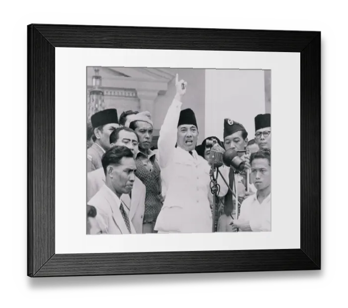 Framed Print : Indonesian President Achmad Sukarno Calming down Protesters Framed Print : Indonesian President Achmad Sukarno Calming down Protesters