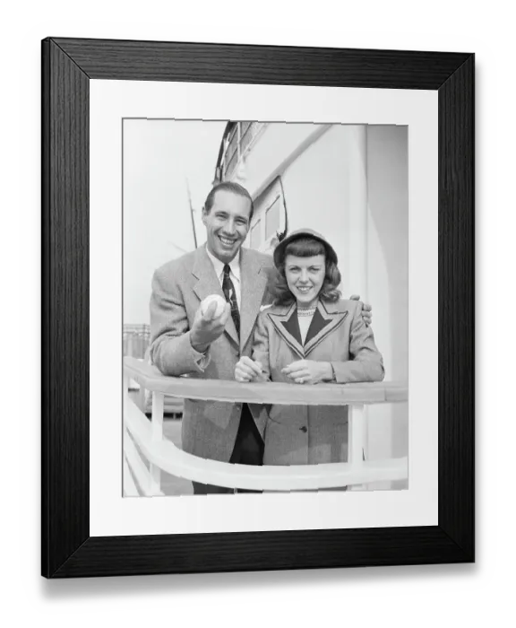 Framed Print : Bob Feller And Wife Smiling On Ship Framed Print : Bob Feller And Wife Smiling On Ship