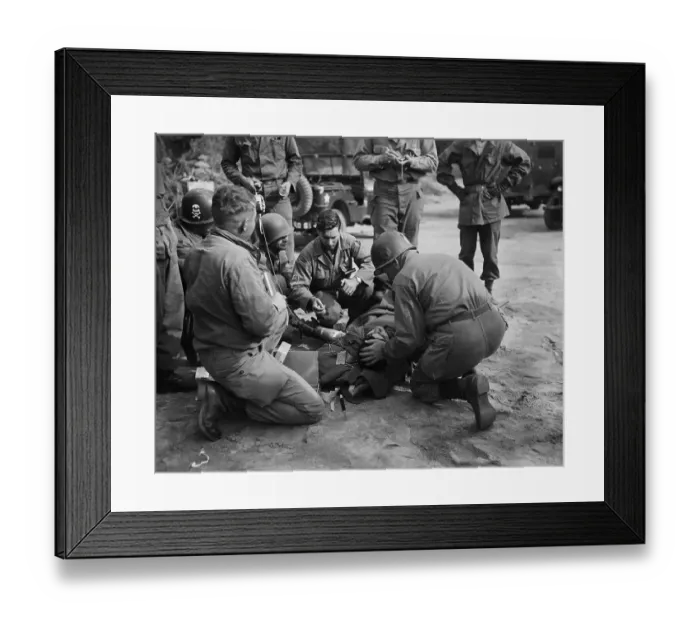 Framed Print : Wounded Soldier Receiving Blood Plasma