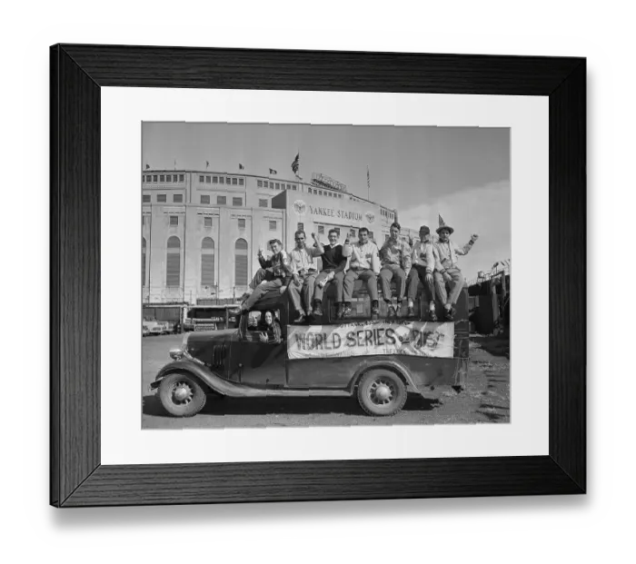 Framed Print : Fans Riding on Back of Truck Framed Print : Fans Riding on Back of Truck