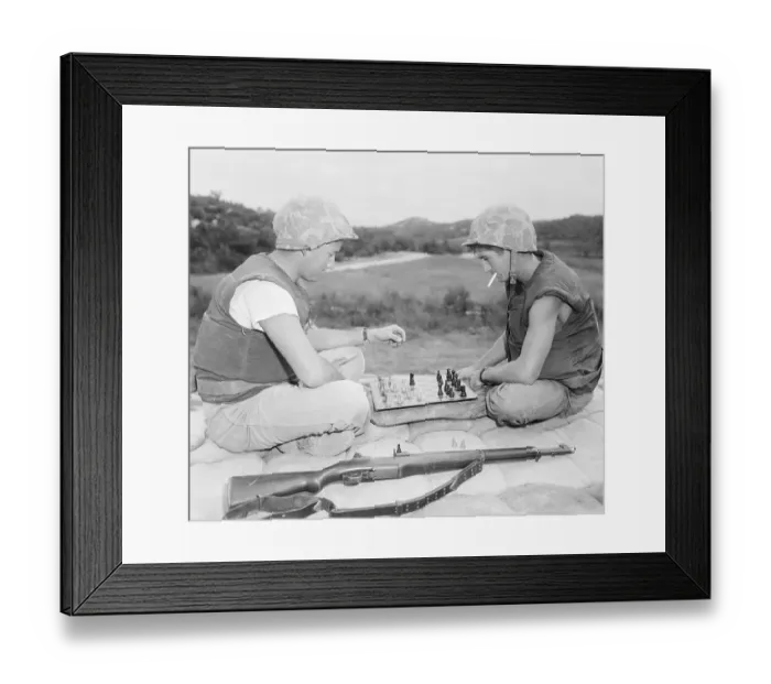 Framed Print : American Soldiers Playing Chess Framed Print : American Soldiers Playing Chess