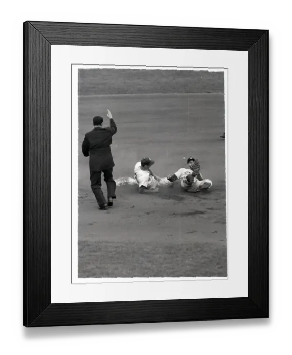 Framed Print : Rizzuto Tags Billy Cox In World Series Framed Print : Rizzuto Tags Billy Cox In World Series