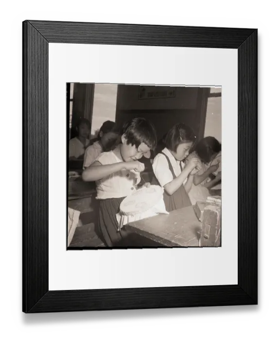 Framed Print : Girls Learn Embroidery in Wartime School Framed Print : Girls Learn Embroidery in Wartime School