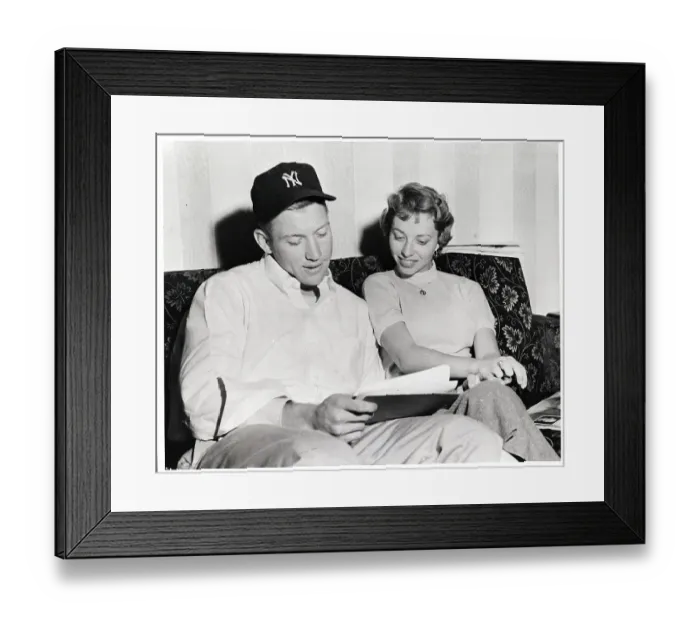 Framed Print : Mickey And Merlyn Mantle Looking At Pict Framed Print : Mickey And Merlyn Mantle Looking At Pict