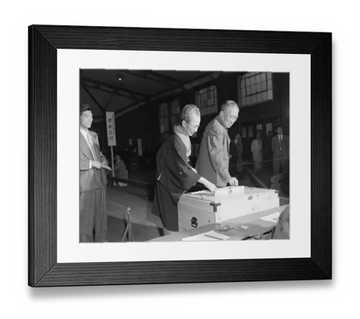 Framed Print : Mr. and Mrs. Hatoyama Ichiro Place Ballot Framed Print : Mr. and Mrs. Hatoyama Ichiro Place Ballot