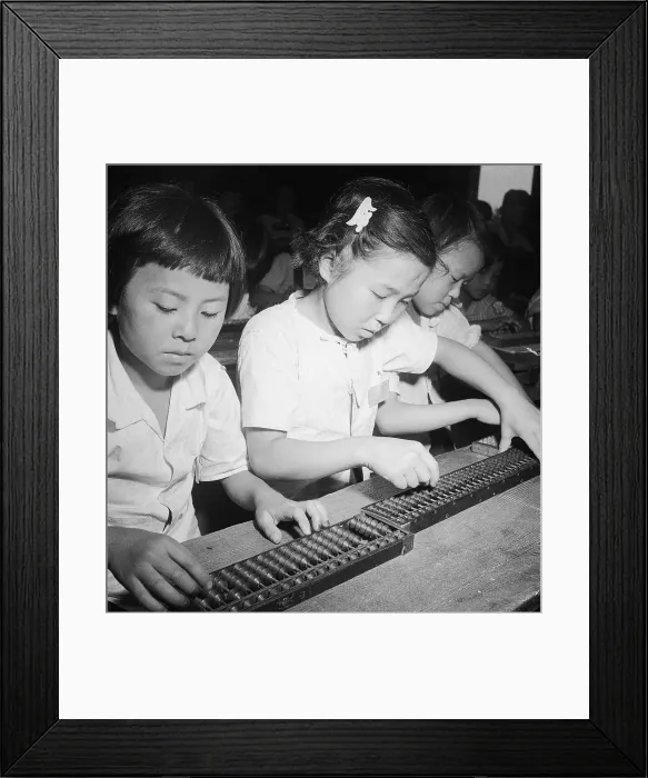 Framed Print : Children Compute with Abaci Framed Print : Children Compute with Abaci