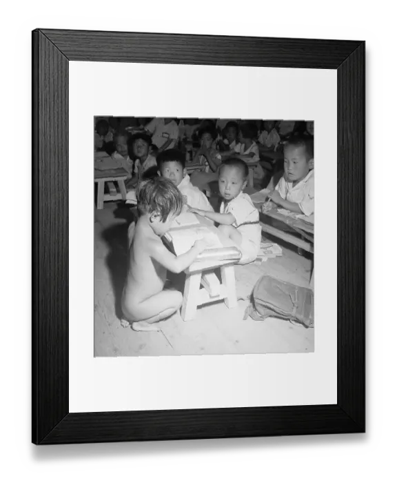Framed Print : Orphan in Wartime Classroom Framed Print : Orphan in Wartime Classroom