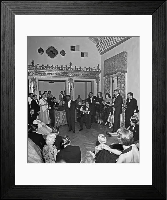 Framed Print : Sammy Davis Jr. Singing to Crowd of Partygoers