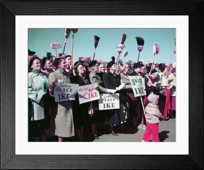 Framed Print : Crowds Gathering to Support Eisenhower Framed Print : Crowds Gathering to Support Eisenhower