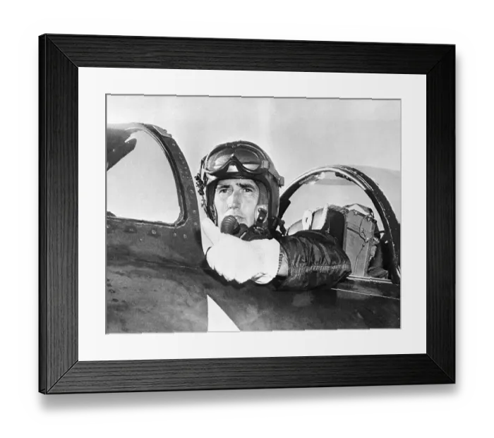 Framed Print : Captain Ted Williams in Airplane Cockpit Framed Print : Captain Ted Williams in Airplane Cockpit