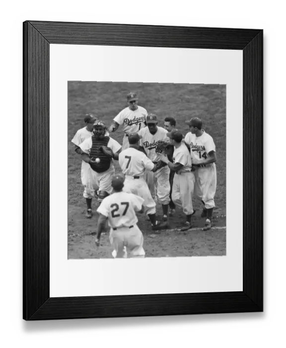 Framed Print : Dodgers Celebrating Victory on Field