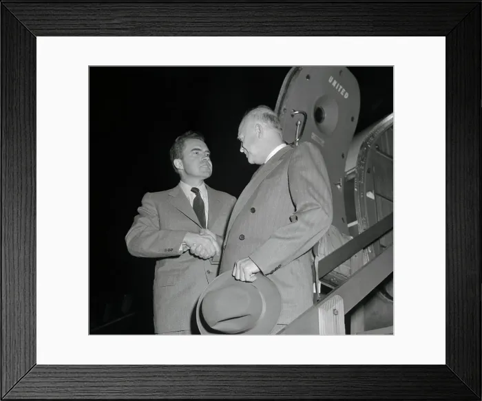Framed Print : Dwight Eisenhower Shaking Hands with Richard Nixon Framed Print : Dwight Eisenhower Shaking Hands with Richard Nixon