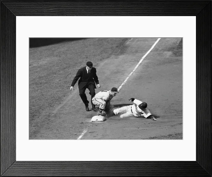 Framed Print : R. Nelson, E. Mathews, & Umpire T. Gorman Framed Print : R. Nelson, E. Mathews, & Umpire T. Gorman