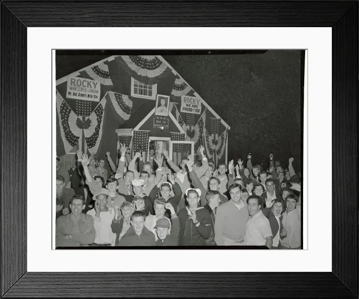 Framed Print : Crowd Cheering for Rocky Marciano Framed Print : Crowd Cheering for Rocky Marciano