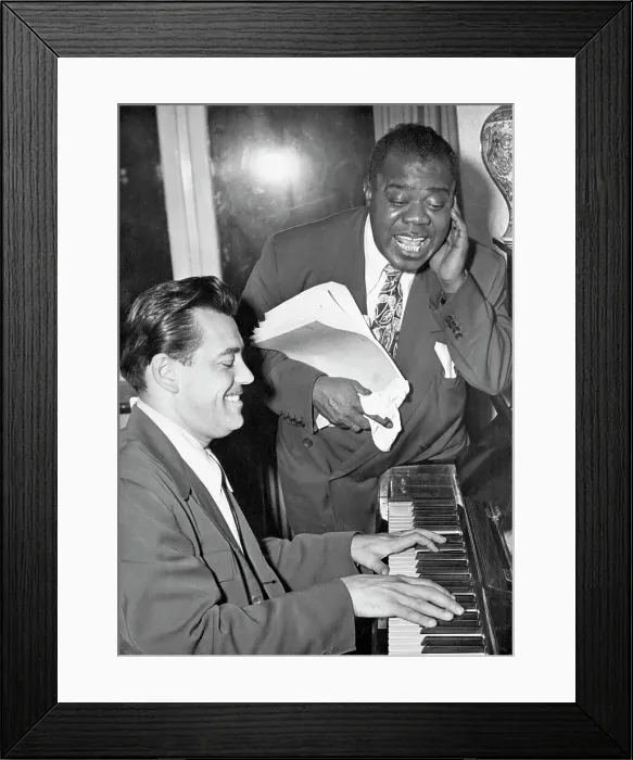 Framed Print : Louis Armstrong Practicing with Pianist Framed Print : Louis Armstrong Practicing with Pianist