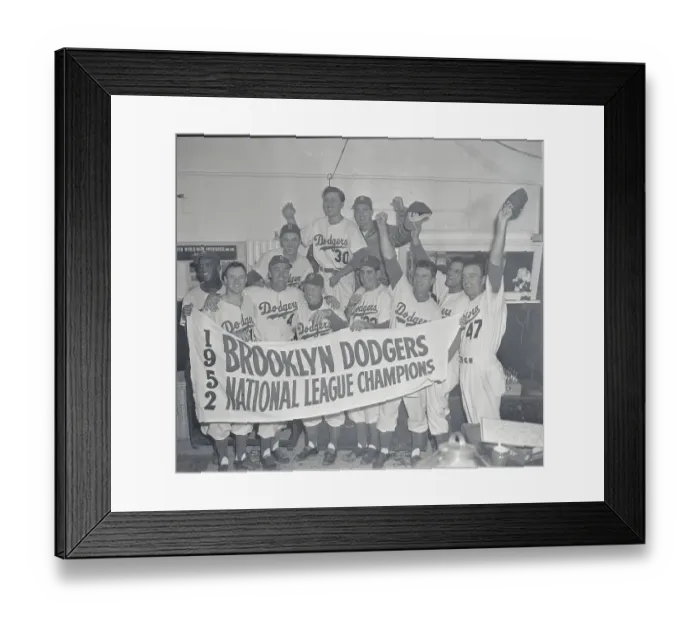 Framed Print : Brooklyn Dodgers Holding Banner Framed Print : Brooklyn Dodgers Holding Banner