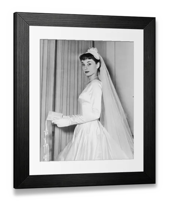 Framed Print : Audrey Hepburn In Her Wedding Gown Framed Print : Audrey Hepburn In Her Wedding Gown