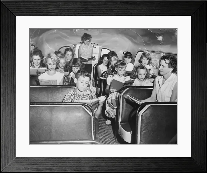 Framed Print : Class Taking Place In A Bus Framed Print : Class Taking Place In A Bus