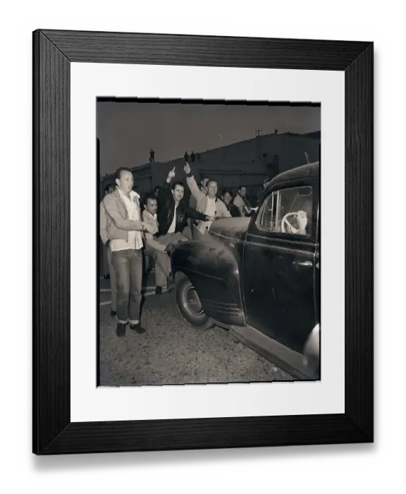 Framed Print : Strikers at Plant Entrance Harass Car Framed Print : Strikers at Plant Entrance Harass Car