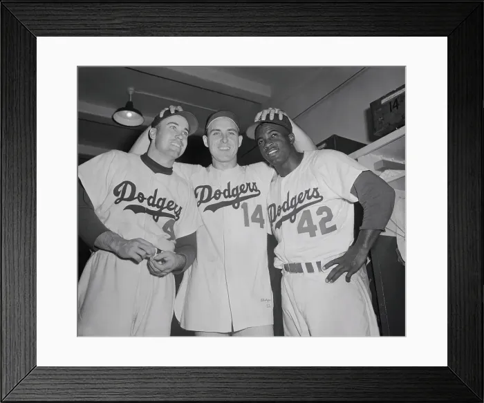 Framed Print : Jackie Robinson with Gil Hodges and Duke Snider Framed Print : Jackie Robinson with Gil Hodges and Duke Snider