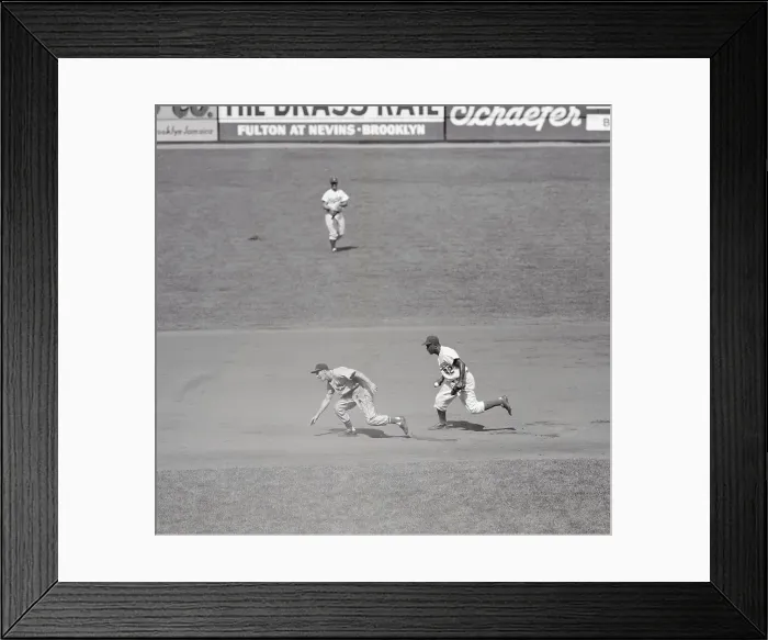Framed Print : Cardinals and Dodger Baseball Action at Ebbets Field