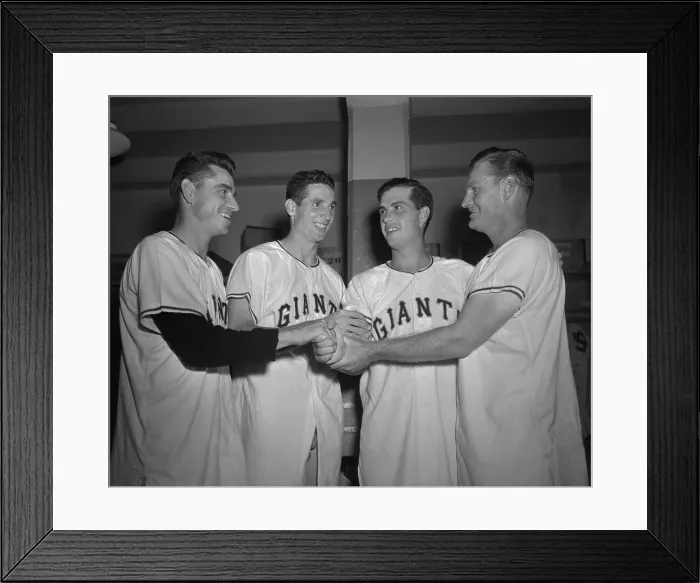 Framed Print : Baseball Players Joining Hands Framed Print : Baseball Players Joining Hands