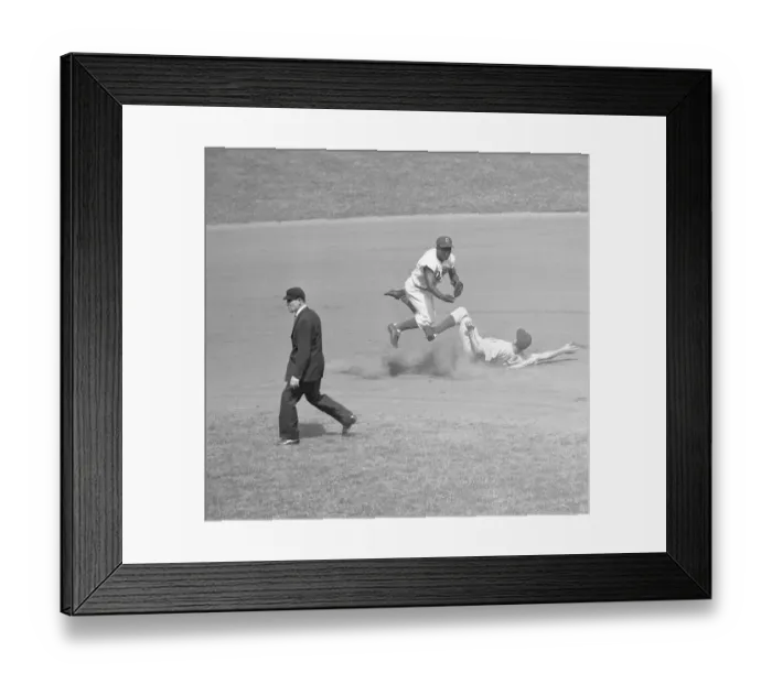 Framed Print : Jackie Robinson Trying for Double Play Framed Print : Jackie Robinson Trying for Double Play
