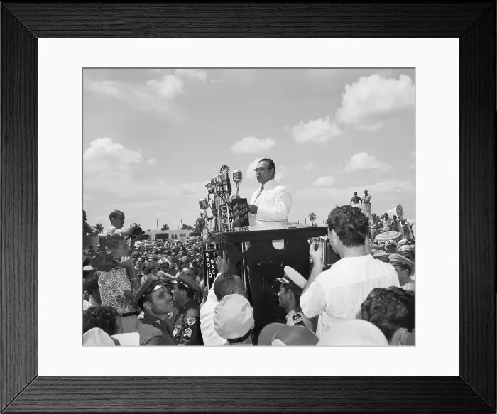 Framed Print : President Batista Addressing Crowd from Podium Framed Print : President Batista Addressing Crowd from Podium