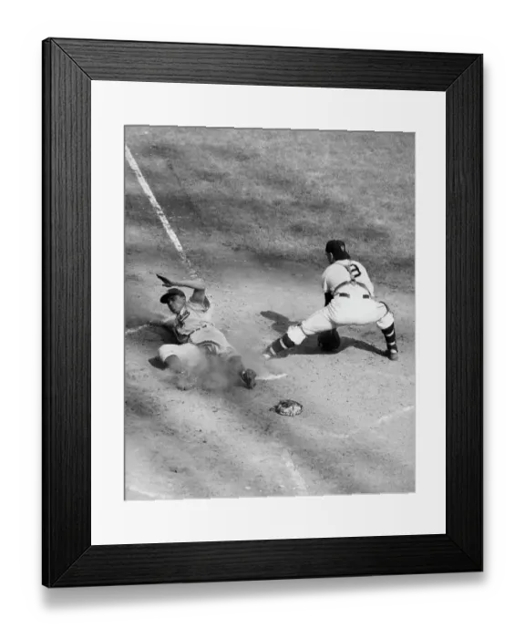 Framed Print : P.W.Reese Slides Safely On Home Plate Framed Print : P.W.Reese Slides Safely On Home Plate