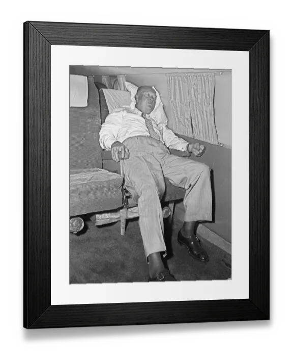 Framed Print : Dwight Eisenhower Sleeping In Airplane