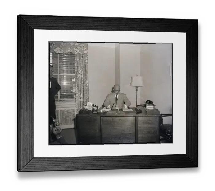 Framed Print : Dwight Eisenhower At Desk In Hotel Room Framed Print : Dwight Eisenhower At Desk In Hotel Room