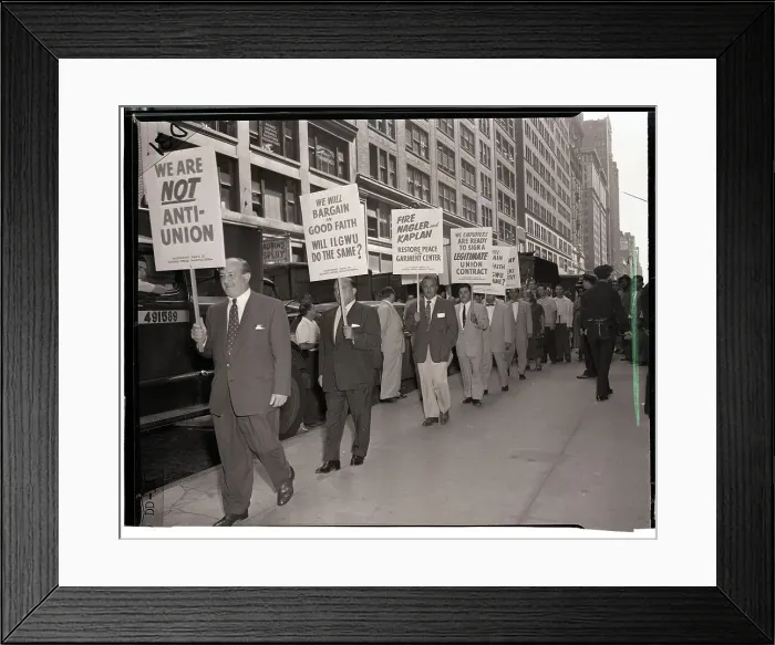 Framed Print : Company Owners Picket Past Union Headquarters Framed Print : Company Owners Picket Past Union Headquarters