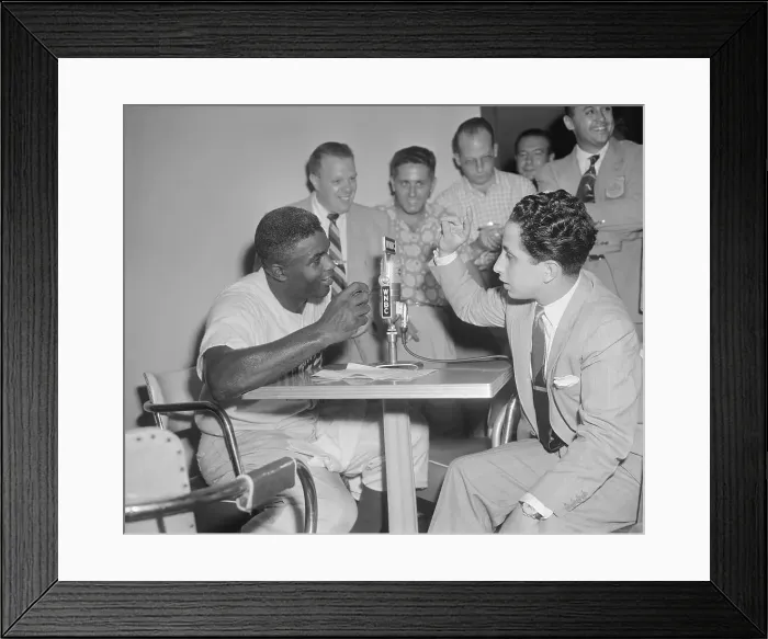 Framed Print : Jackie Robinson Talking with King Faisal of Iraq Framed Print : Jackie Robinson Talking with King Faisal of Iraq