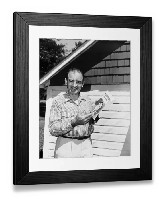 Framed Print : Joe Mccarthy Holds Book / Pamphlet On Hims