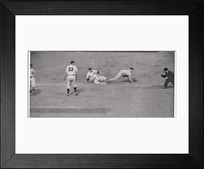 Framed Print : Yogi Berra Tagged Out at First Base Framed Print : Yogi Berra Tagged Out at First Base