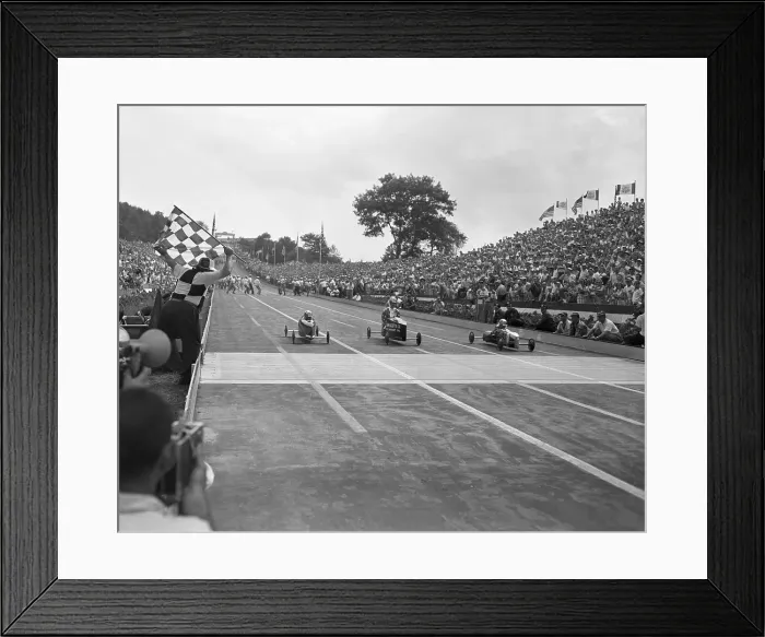 Framed Print : Boys Soap Box Racing