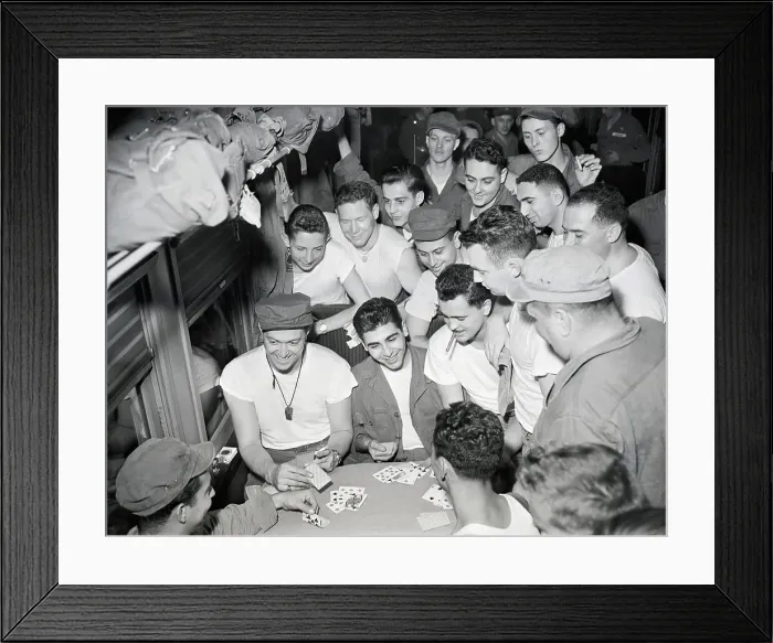 Framed Print : Medical Battalion Members Playing Cards Framed Print : Medical Battalion Members Playing Cards