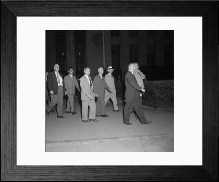 Framed Print : Convicted Communists Walk from Court Framed Print : Convicted Communists Walk from Court