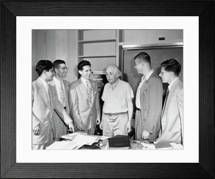 Framed Print : Young Scientists Meet Einstein Framed Print : Young Scientists Meet Einstein