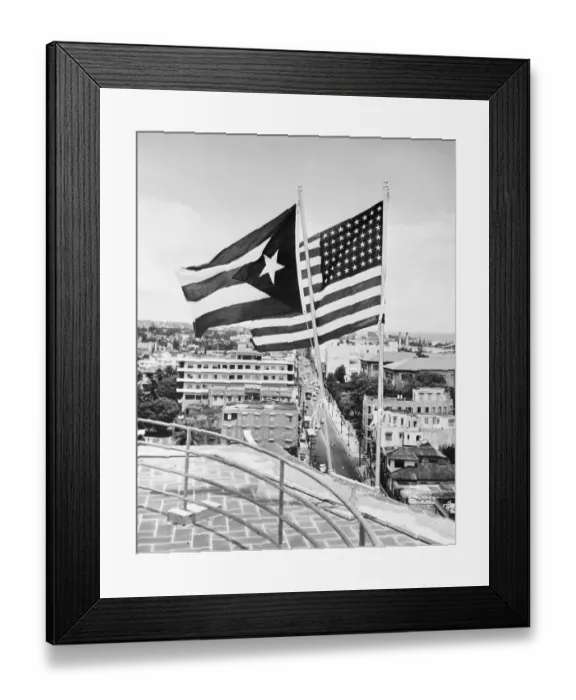 Framed Print : Flag of Puerto Rico Flying Alongside United States Flag Framed Print : Flag of Puerto Rico Flying Alongside United States Flag