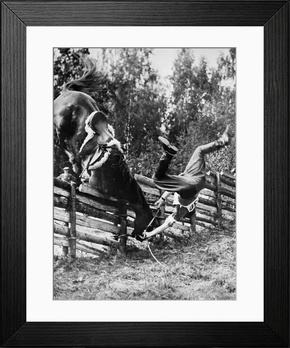 Framed Print : Rider Takes Bad Fall from Horse Framed Print : Rider Takes Bad Fall from Horse