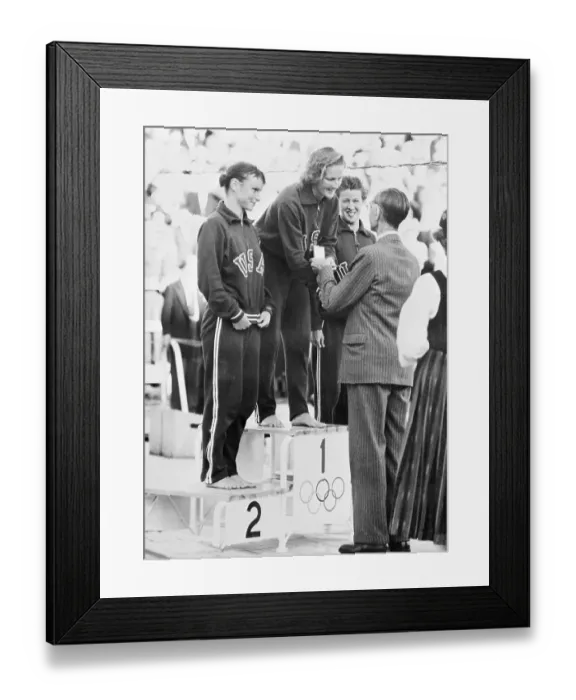 Framed Print : Pat McCormick and Medalist Winners Receiving Awards Framed Print : Pat McCormick and Medalist Winners Receiving Awards