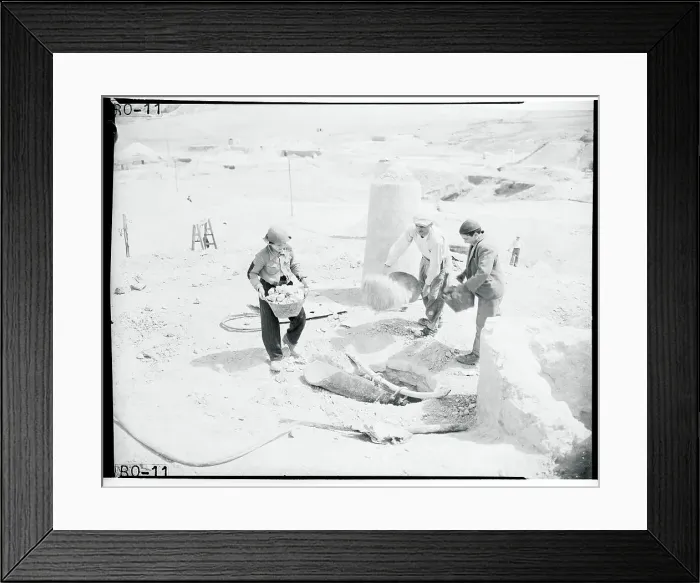 Framed Print : Workers Throwing Stone Into an Oven