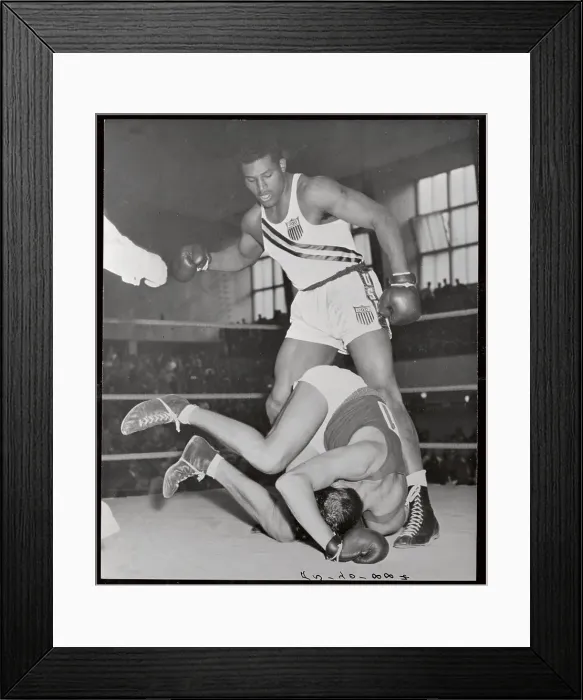 Framed Print : Olympic Boxer E.A.Sanders Knocking Out Opponent Framed Print : Olympic Boxer E.A.Sanders Knocking Out Opponent