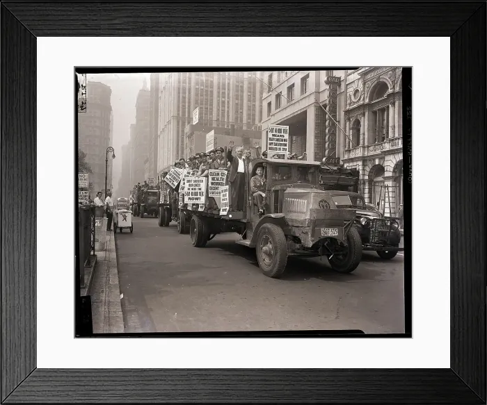 Framed Print : Sanitation Men in Trucks on Strike Framed Print : Sanitation Men in Trucks on Strike