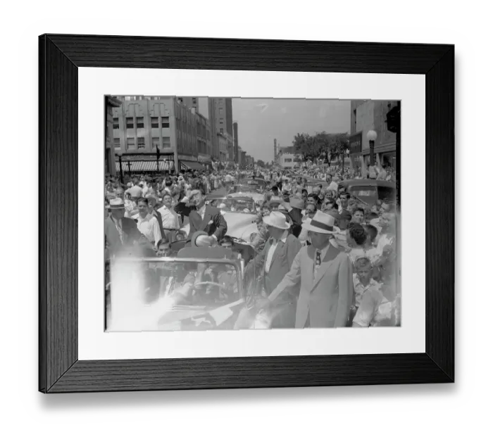 Framed Print : Large Crowd Surrounding Adlai Stevenson Motorcade