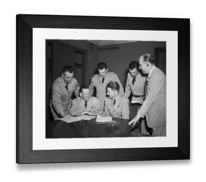 Framed Print : Usaf News Conf. About Ufos W / Officers Framed Print : Usaf News Conf. About Ufos W / Officers