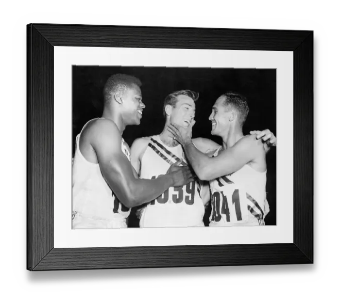 Framed Print : Team Congratulates Decathlon Winner Framed Print : Team Congratulates Decathlon Winner