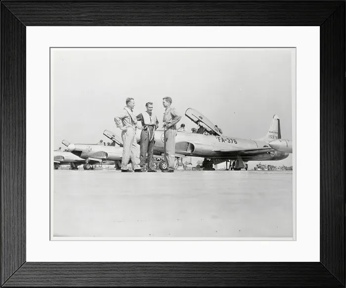 Framed Print : Squadron Pilots Standing on Runway Framed Print : Squadron Pilots Standing on Runway